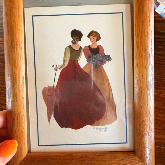 Vintage 1991 Pair of Framed Fashion Prints & frames - bow not included! - Picture 2 of 6